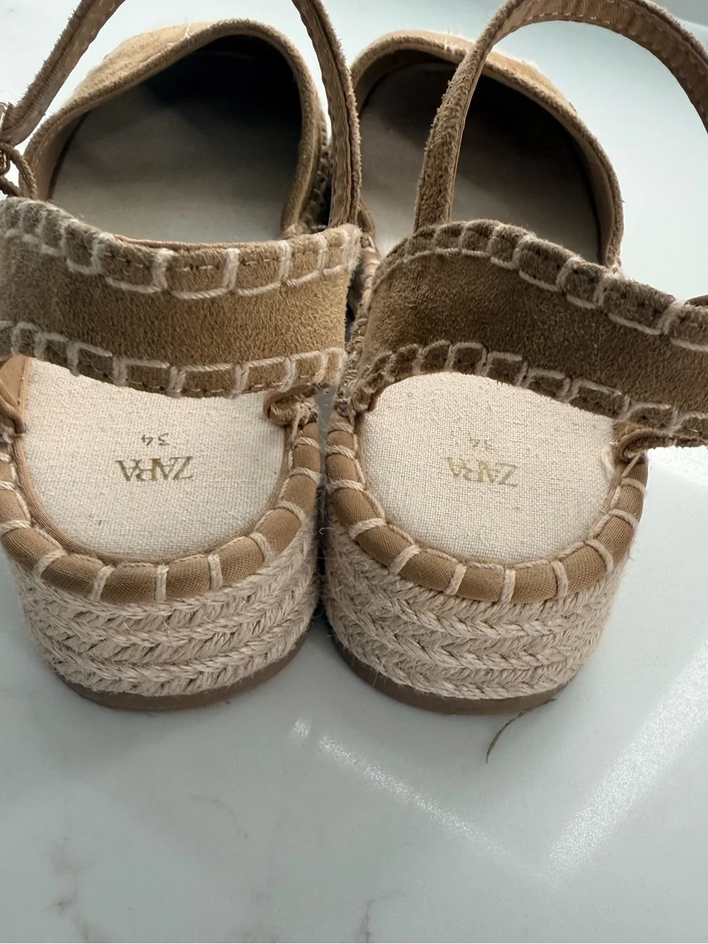Zara Tan Suede Espadrille Sandals Small women bigKDsize